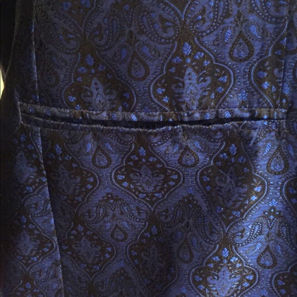 Vintage custom made silk brocade jacket in cobalt blue and black - Picture 7 of 14